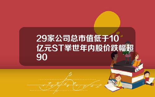 29家公司总市值低于10亿元ST举世年内股价跌幅超90