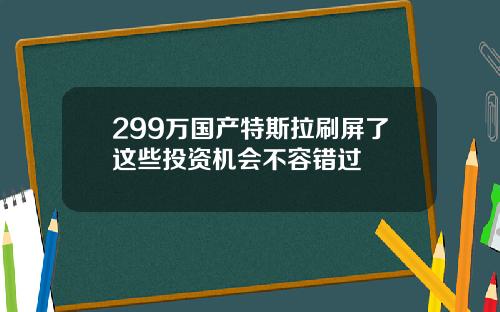 299万国产特斯拉刷屏了这些投资机会不容错过