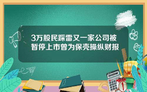 3万股民踩雷又一家公司被暂停上市曾为保壳操纵财报