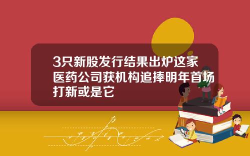3只新股发行结果出炉这家医药公司获机构追捧明年首场打新或是它