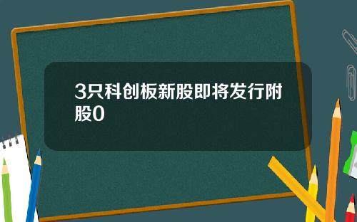 3只科创板新股即将发行附股0