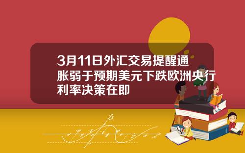 3月11日外汇交易提醒通胀弱于预期美元下跌欧洲央行利率决策在即