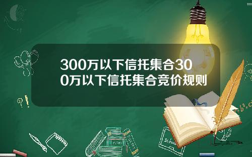 300万以下信托集合300万以下信托集合竞价规则