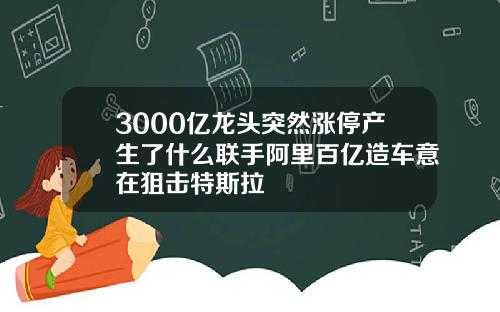 3000亿龙头突然涨停产生了什么联手阿里百亿造车意在狙击特斯拉
