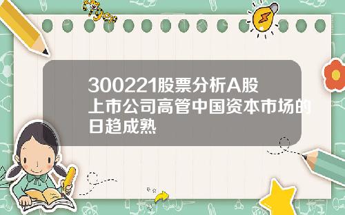 300221股票分析A股上市公司高管中国资本市场的日趋成熟