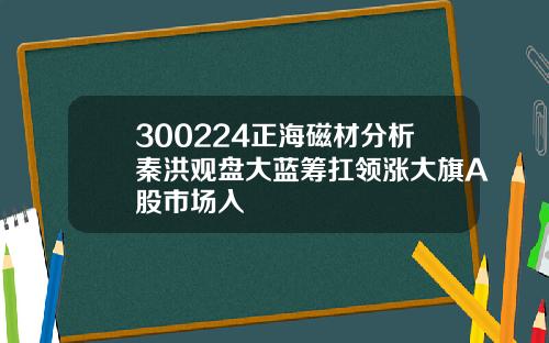 300224正海磁材分析秦洪观盘大蓝筹扛领涨大旗A股市场入