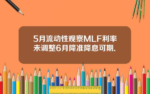 5月流动性观察MLF利率未调整6月降准降息可期.