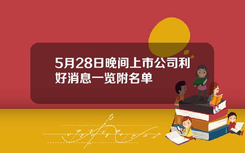 5月28日晚间上市公司利好消息一览附名单