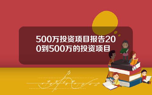 500万投资项目报告200到500万的投资项目
