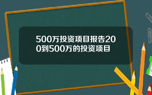 500万投资项目报告200到500万的投资项目