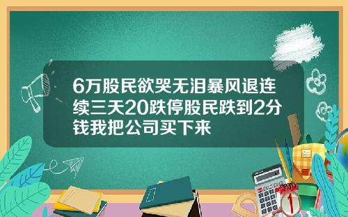 6万股民欲哭无泪暴风退连续三天20跌停股民跌到2分钱我把公司买下来
