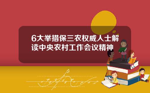 6大举措保三农权威人士解读中央农村工作会议精神