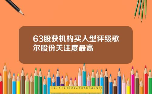 63股获机构买入型评级歌尔股份关注度最高