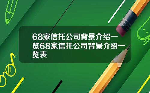 68家信托公司背景介绍一览68家信托公司背景介绍一览表