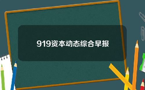 919资本动态综合早报