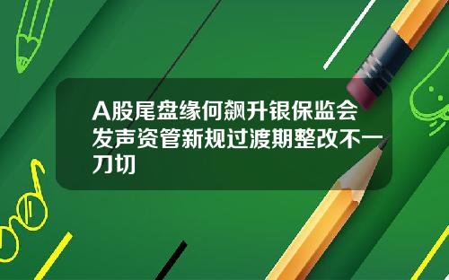 A股尾盘缘何飙升银保监会发声资管新规过渡期整改不一刀切