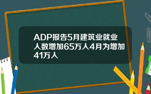ADP报告5月建筑业就业人数增加65万人4月为增加41万人