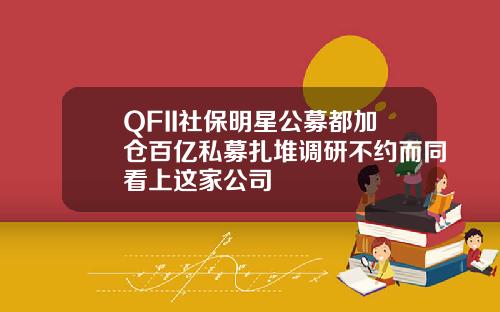 QFII社保明星公募都加仓百亿私募扎堆调研不约而同看上这家公司