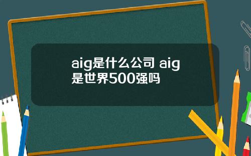 aig是什么公司 aig是世界500强吗