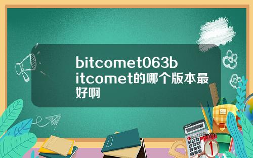 bitcomet063bitcomet的哪个版本最好啊