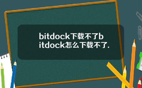 bitdock下载不了bitdock怎么下载不了.