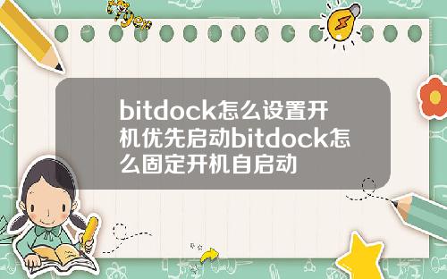 bitdock怎么设置开机优先启动bitdock怎么固定开机自启动