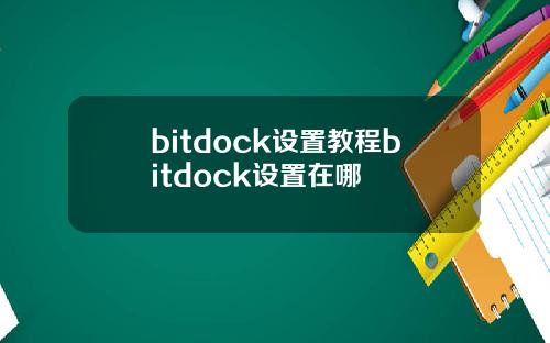 bitdock设置教程bitdock设置在哪