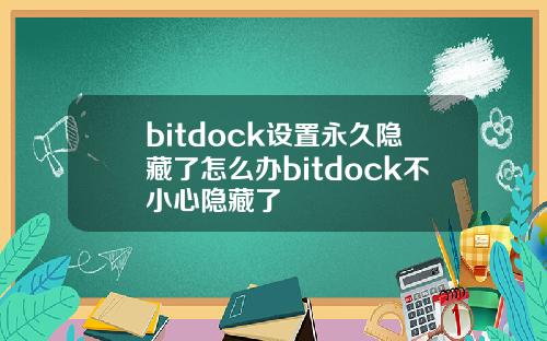 bitdock设置永久隐藏了怎么办bitdock不小心隐藏了