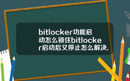 bitlocker功能启动怎么锁住bitlocker启动后又停止怎么解决.