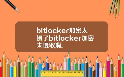 bitlocker加密太慢了bitlocker加密太慢取消.