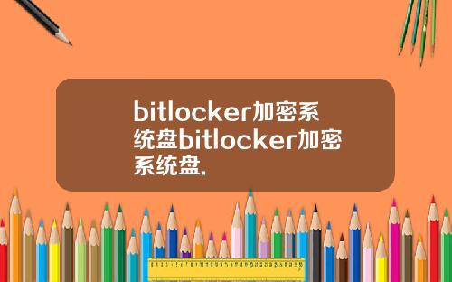 bitlocker加密系统盘bitlocker加密系统盘.
