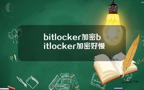 bitlocker加密bitlocker加密好慢