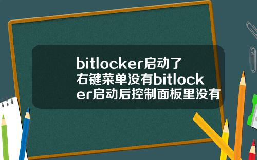 bitlocker启动了右键菜单没有bitlocker启动后控制面板里没有