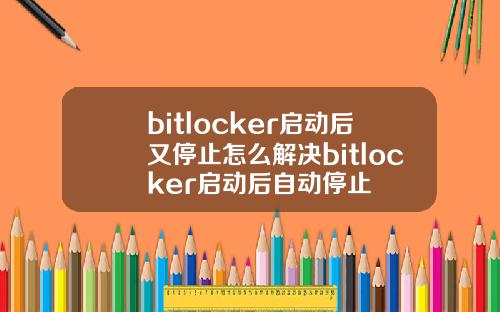 bitlocker启动后又停止怎么解决bitlocker启动后自动停止