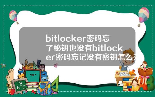 bitlocker密码忘了秘钥也没有bitlocker密码忘记没有密钥怎么办