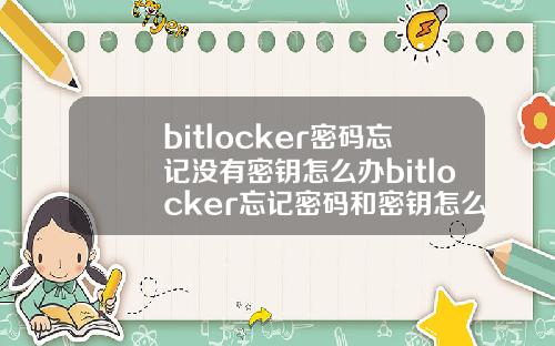 bitlocker密码忘记没有密钥怎么办bitlocker忘记密码和密钥怎么办