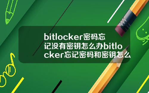 bitlocker密码忘记没有密钥怎么办bitlocker忘记密码和密钥怎么办