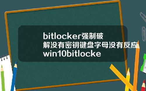 bitlocker强制破解没有密钥键盘字母没有反应win10bitlocker强制破解没有密钥
