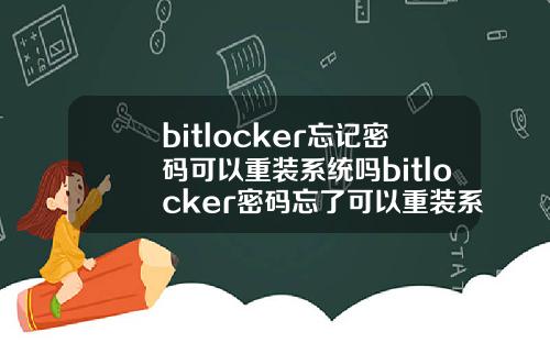 bitlocker忘记密码可以重装系统吗bitlocker密码忘了可以重装系统吗
