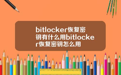 bitlocker恢复密钥有什么用bitlocker恢复密钥怎么用