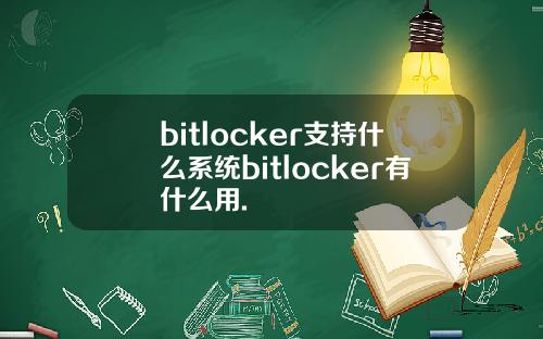 bitlocker支持什么系统bitlocker有什么用.