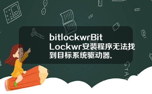 bitlockwrBitLockwr安装程序无法找到目标系统驱动器.