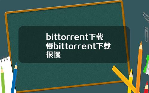 bittorrent下载慢bittorrent下载很慢