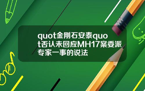 quot金刚石安泰quot否认未回应MH17案委派专家一事的说法