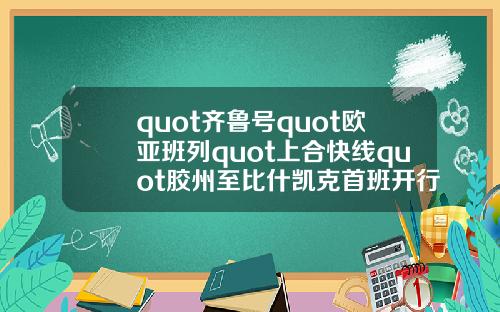 quot齐鲁号quot欧亚班列quot上合快线quot胶州至比什凯克首班开行