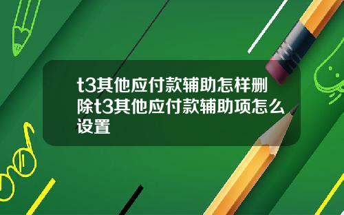 t3其他应付款辅助怎样删除t3其他应付款辅助项怎么设置