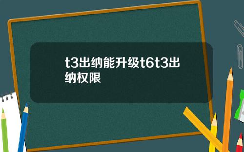 t3出纳能升级t6t3出纳权限
