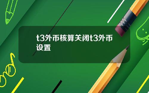 t3外币核算关闭t3外币设置