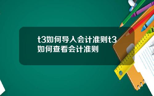 t3如何导入会计准则t3如何查看会计准则