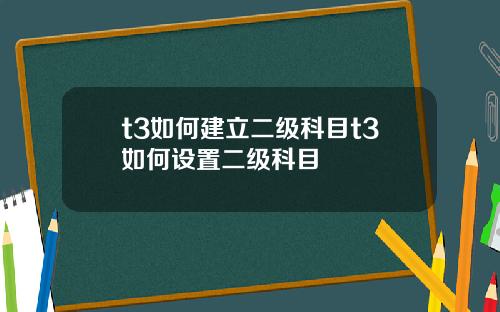 t3如何建立二级科目t3如何设置二级科目
